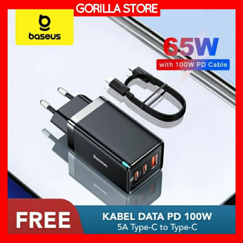 Baseus Kepala Charger 65W GAN Fast Charger 4.0 3.0 PD AFC SCP TYPE C - GAN 5 PRO 65W