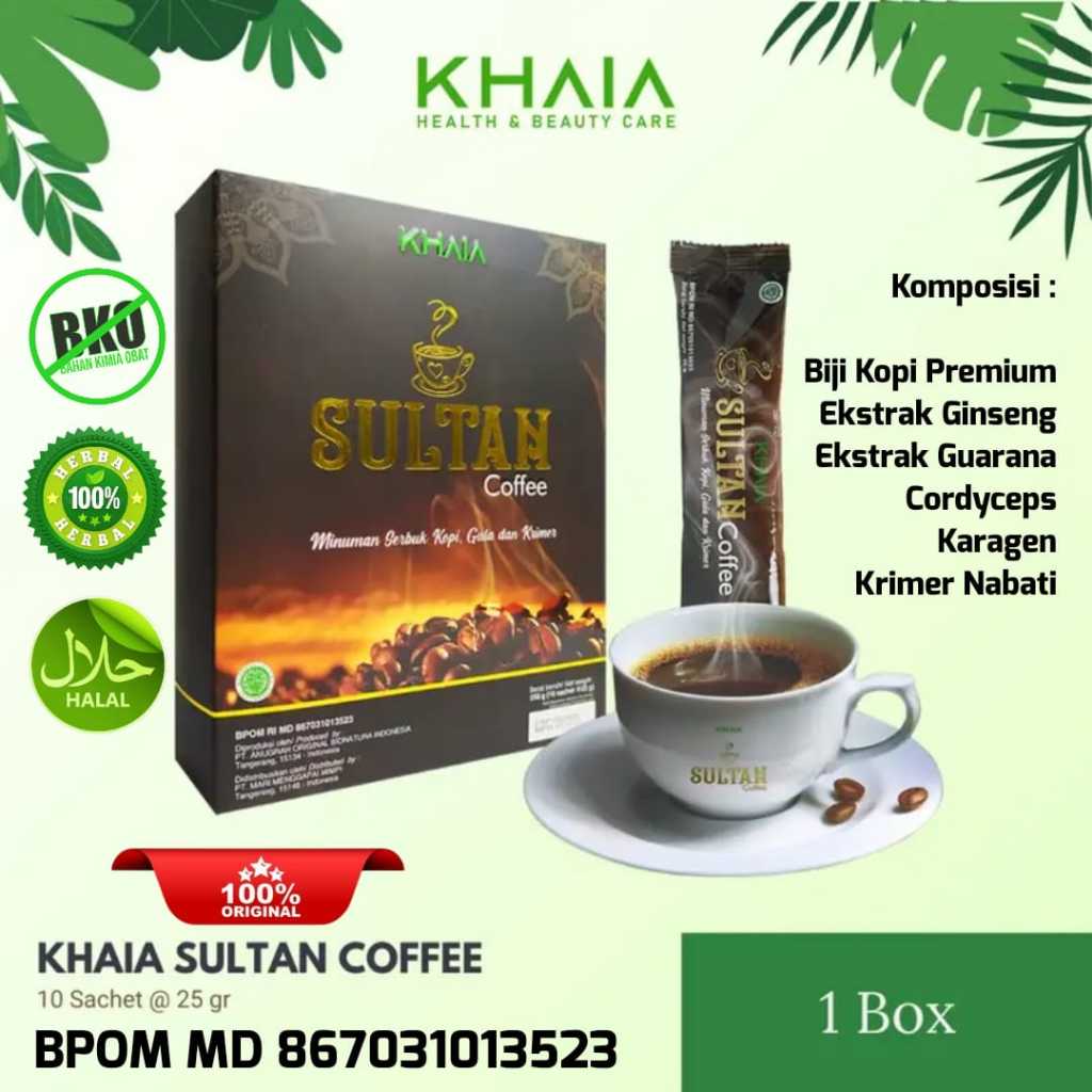 

KOPI SULTAN KHAIA 1 BOX ISI 10 SACHET ORIGINAL KHAIA DISTRIBUTOR RESMI