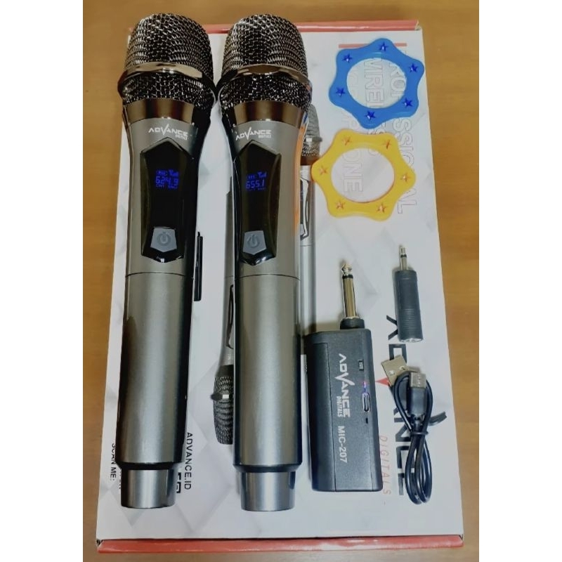 MIC WIERELESS ADVANCE MIC-207 2MIC 3PCS  BATRAI CAS ULANG