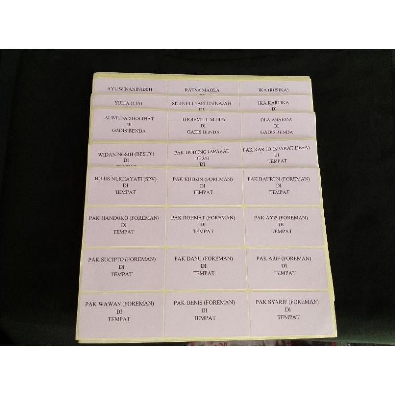 

Cetak Label Nama (Hari Itu Juga Langsung Kirim)