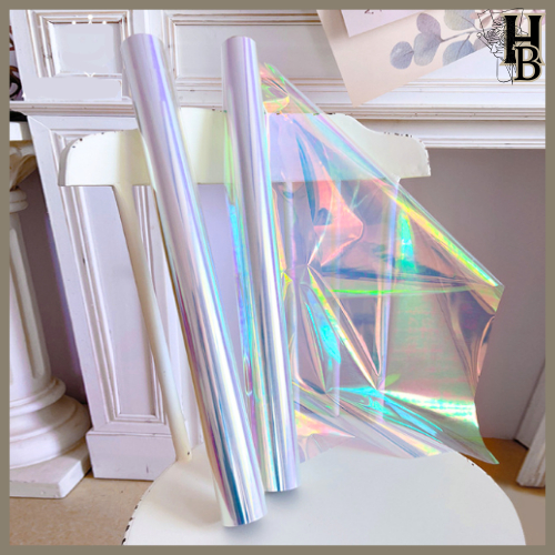 

HOLOGRAM ROLL Plastik OPP holographic rainbow transparent pelangi kertas bunga wrapping paper 6045