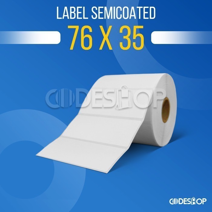 

Stiker Label Semicoated 76x35 mm 1 Line isi 1250 Pcs Gap Perforasi