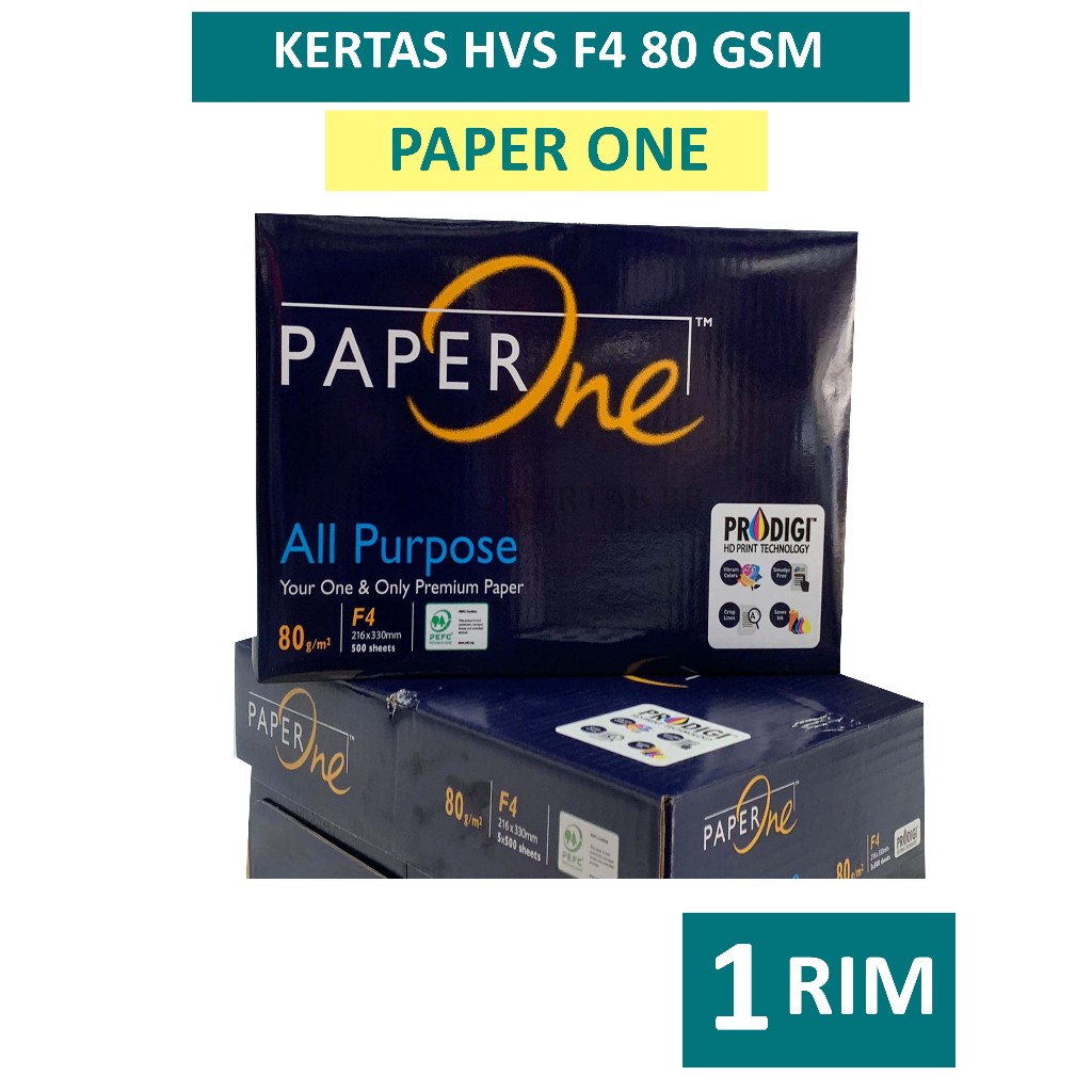 

Kertas HVS PAPER ONE 80 Gsm Ukuran F4 , 1 RIM / 500 Lembar