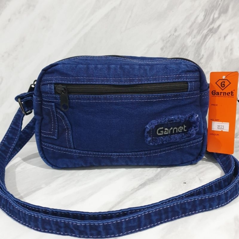 tas selempang wanita bahan jeans denim