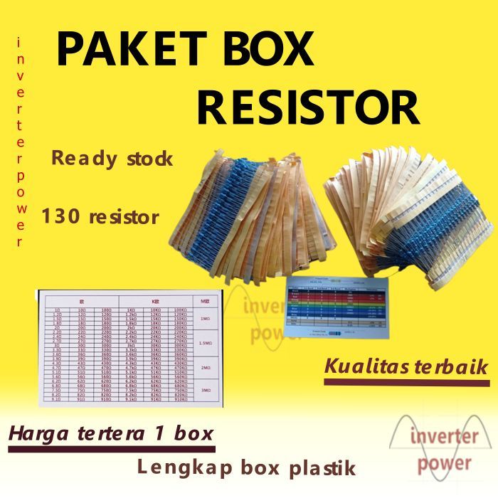 PAKET 2600PCS RESISTOR PACK 1/4W 1% METAL FILM 130 VALUE PER 20PCS