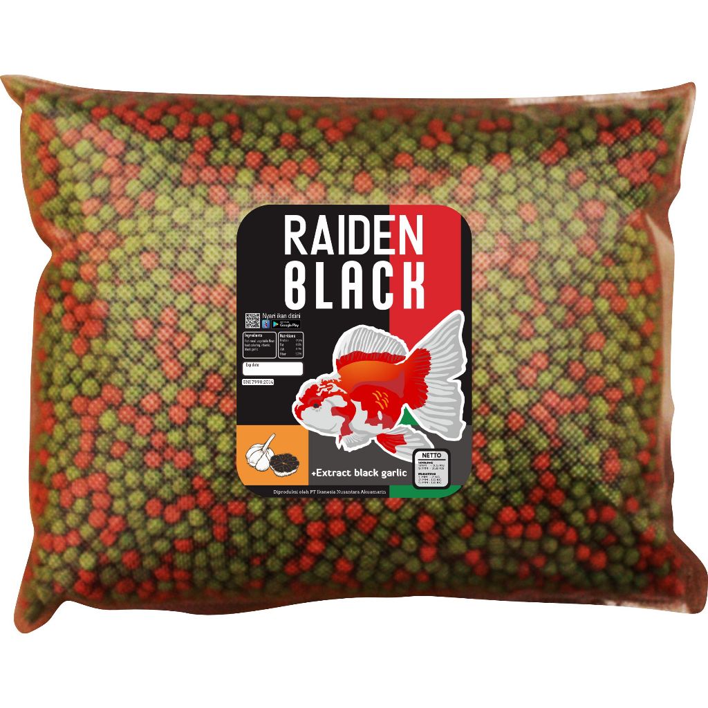Pakan Pelet Makanan Ikan Mas Koki Raiden Pellet Raiden Black Bawang Hitam