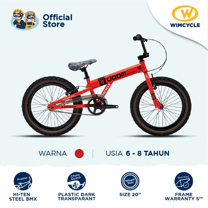 Sepeda Anak BMX 20 Inch Wimcycle Shotgun Doom 20 - Merah