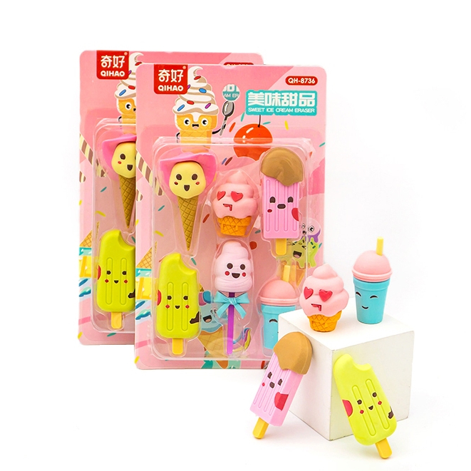 

8736 Set penghapus karakter makanan ICE CREAM DESSERT sensory play bongkar pasang stationery