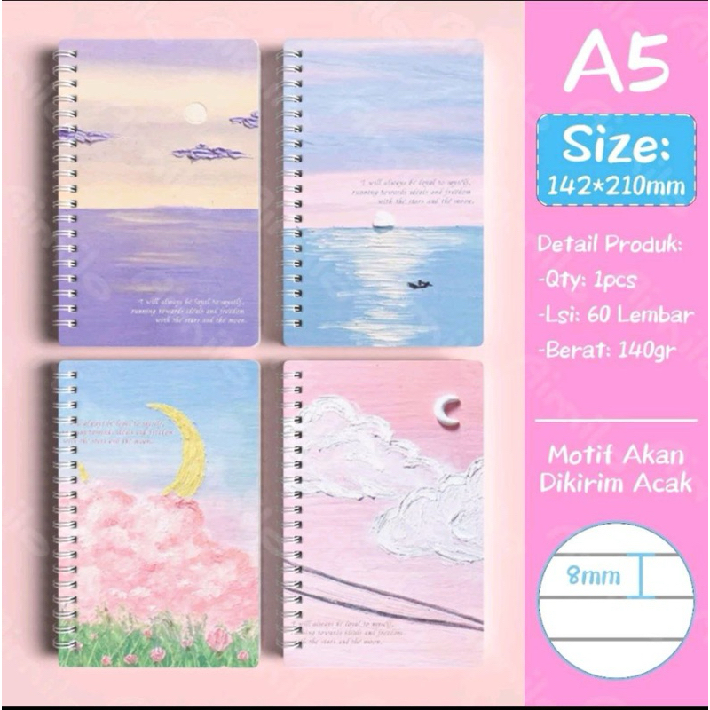 

My Stationery New Notebook A5 Buku Sedang Aesthetic Scrapbook Mini 60 Lembar