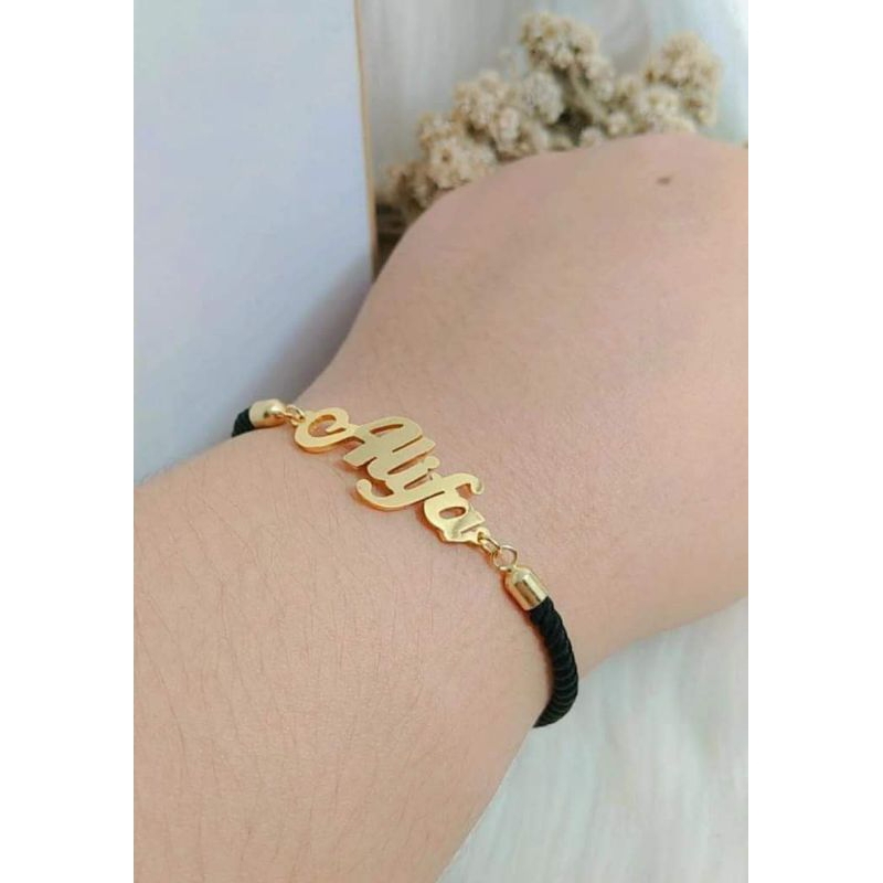 gelang tali dengan variasi costum nama titanium