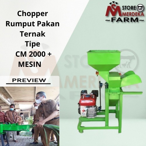 Chopper Alat Cacah Rumput Pakan Ternak Sapi kambing Domba Tipe CM2000 + MESIN