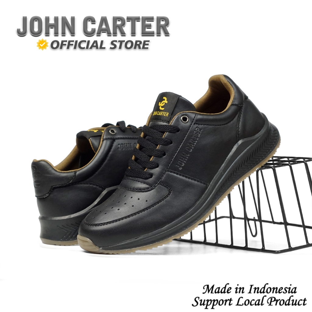 JOHN CARTER ATHENS Sepatu Sneaker Kets Sporty Pria Full Hitam