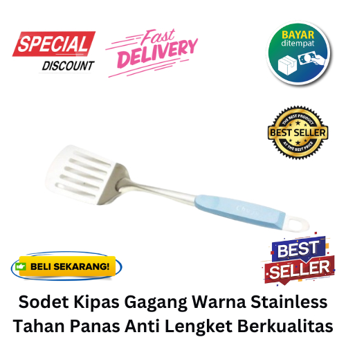 [BISA COD] DISKON Sodet Kipas Gagang Warna Stainless Tahan Panas Anti Lengket Berkualitas Spatula Lu