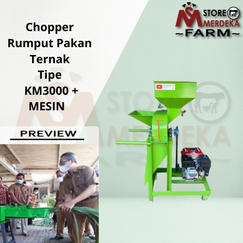 Chopper Alat Cacah Rumput Pakan Ternak Sapi kambing Domba Tipe KM3000 + MESIN