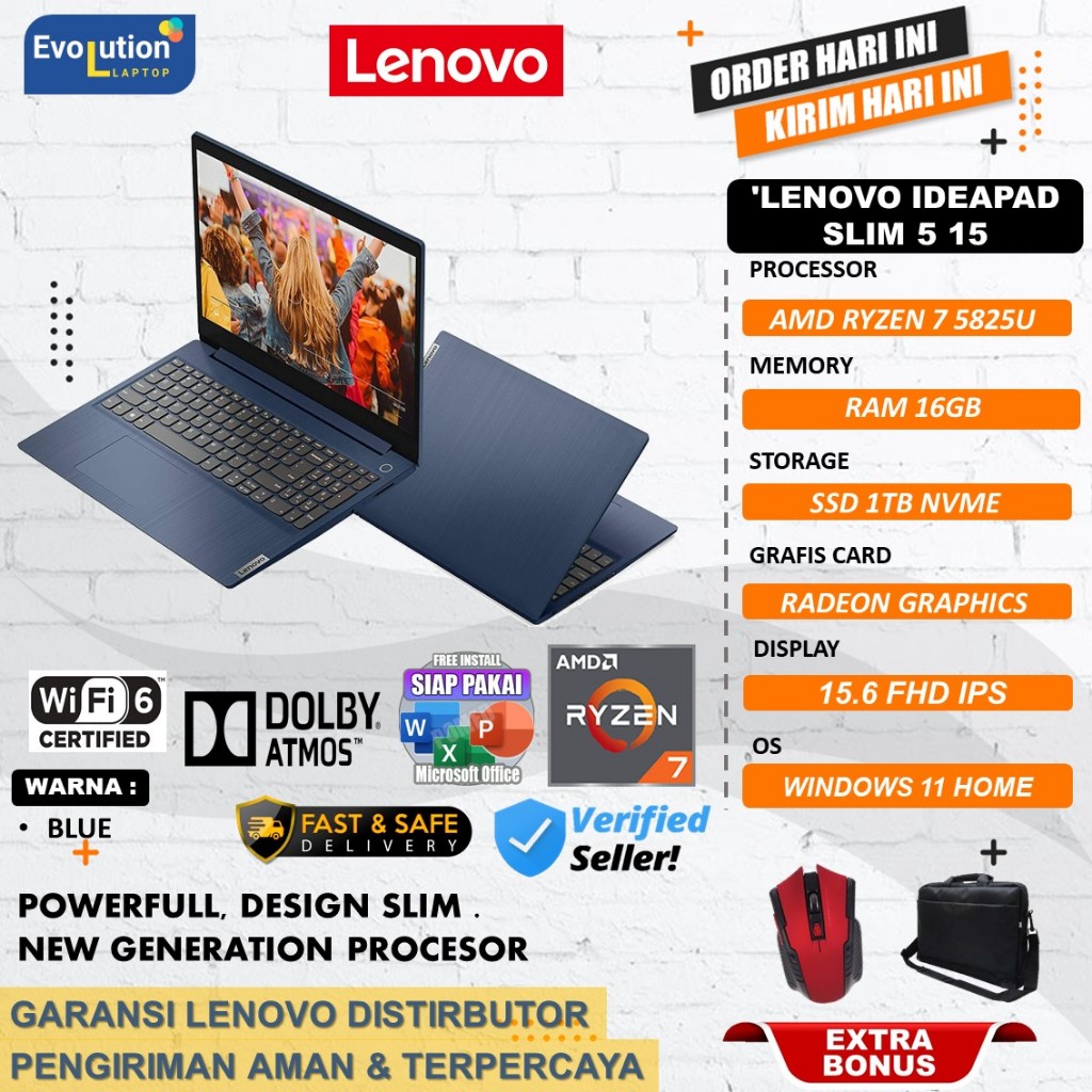 Laptop Gaming Lenovo Slim 5 15 Amd Ryzen 7 5825U Ram 16GB 1TB 15.6 FHD