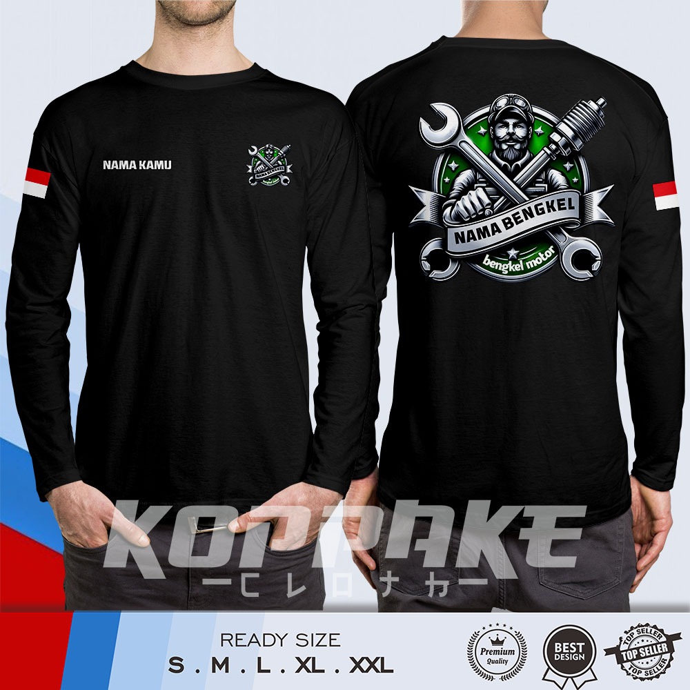 Kaos Desain Kece V3 Logo Bengkel Motor Gratis Nama Kamu Dan Nama Bengkel Kalian Lengan Panjang Baju 