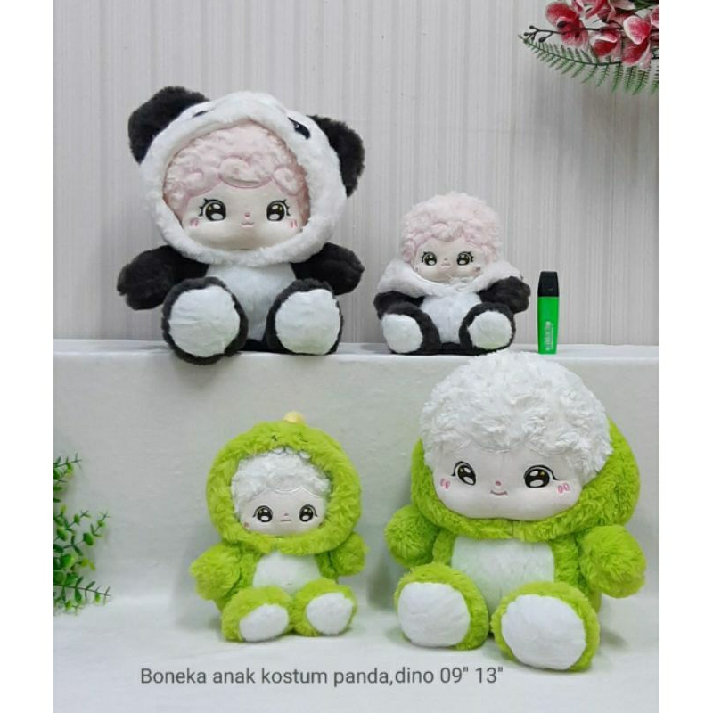 boneka kostum panda dan dino ukuran kecil