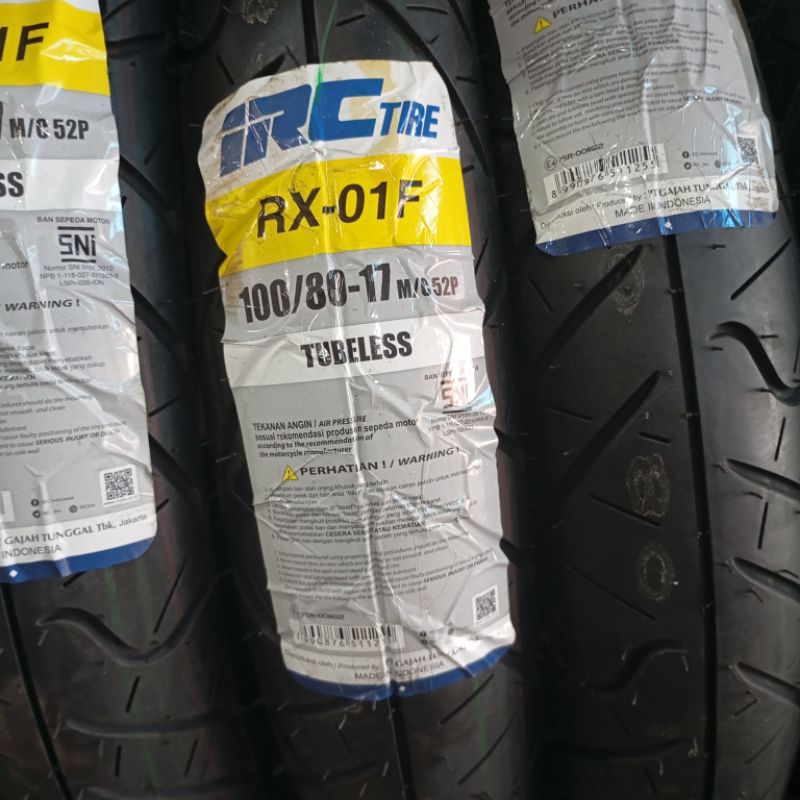 Ban IRC RX-01 100/80-17 Tubeless Motor Bebek Sport Ring17 ORI