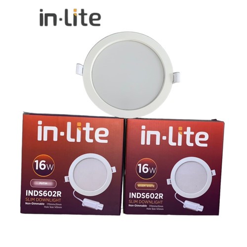 SLIM DOWNLIGHT LED INLITE INDS602R 16W - WARM WHITE