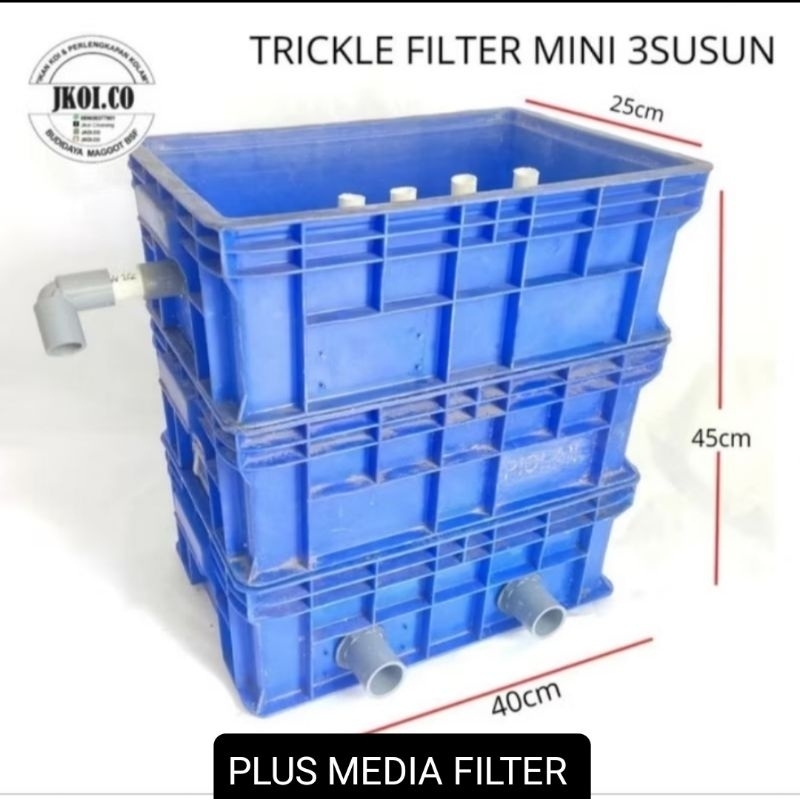 TRICKLE FILTER KOLAM IKAN 3SUSUN + MEDIA FILTER | BOX FILTER KOLAM IKAN HIAS KOI dll UKURAN SMALL 3S