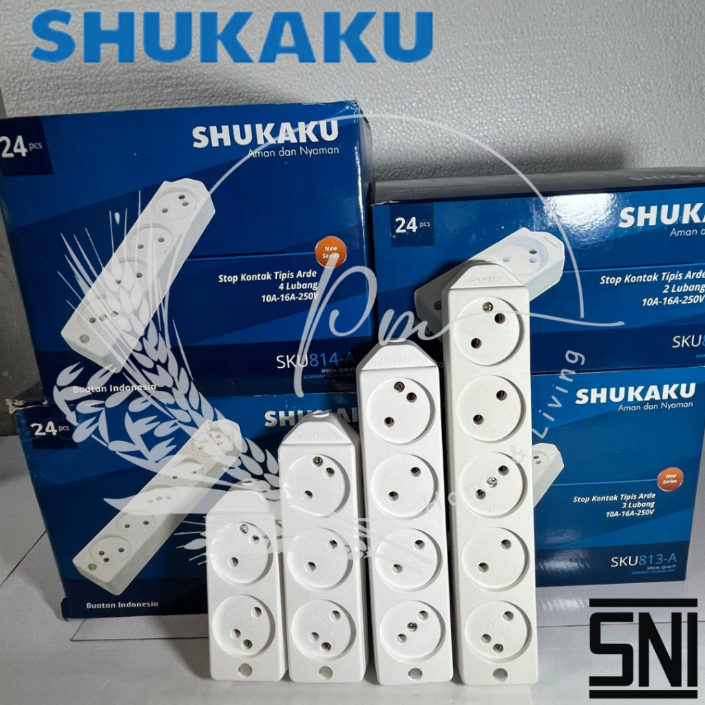 Stop Kontak SHUKAKU Tipis Arde / Gepeng 2,3,4,5 Lubang / Terminal Kuningan / Colokan Listrik 10A-16A