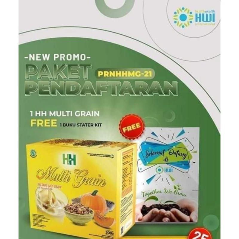 PAKET PENDAFTARAN REGULER HWI 1 KOTAK HH MULTI GRAIN DAN 1 STATERKIT/Menurunkan kolestrol/menyembuhk