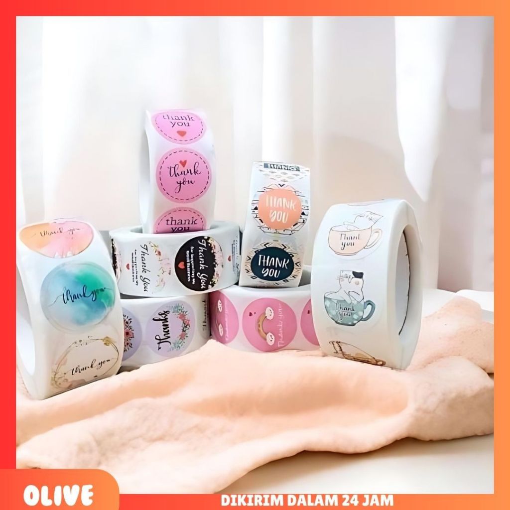 

Sticker Thank You 500 pcs/stiker terima kasih Warna Self Adhesive Seal Label Roll Stiker Ucapan