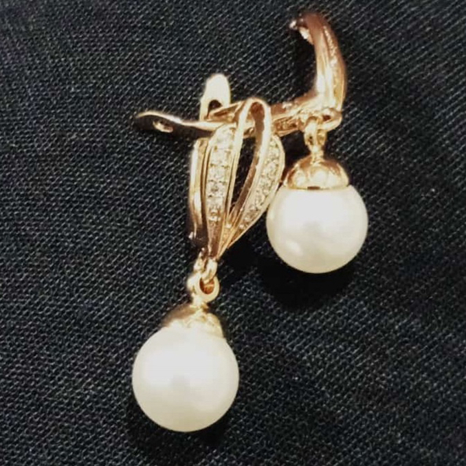 Anting Mutiara Tawar - giwang tusuk mutiara - anting ceplik - anting permata - anting batu mulia