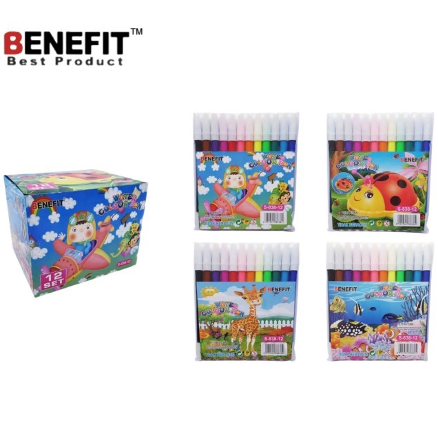 

[1 Set] Spidol 12 Warna Benefit 838 / Colour Pen Marker 12 Warna Benefit 838