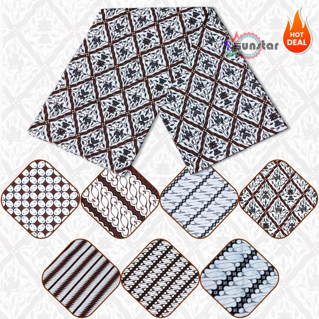 Kain Jarik / Jarit Batik Samping Kebat Jogjaan Hitam Putih Santoso AAA Premium Original