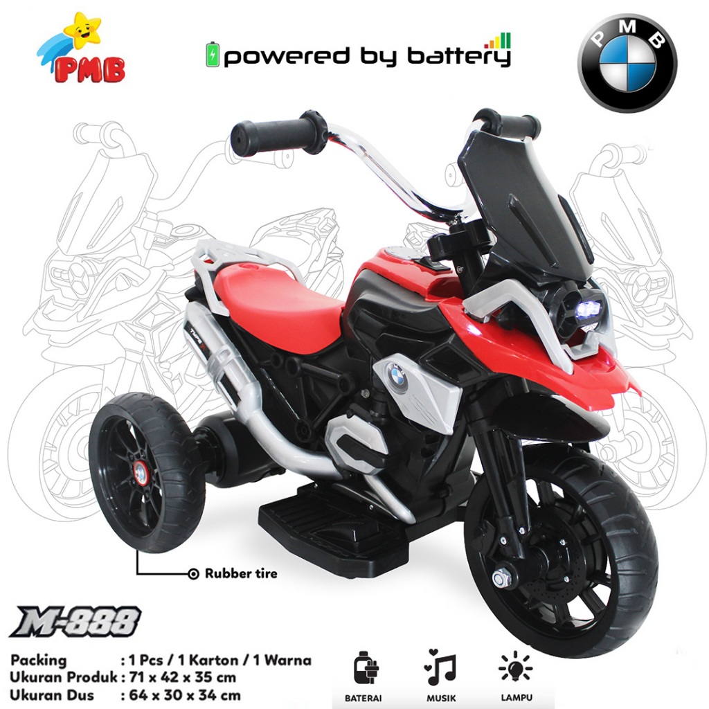 Motor Aki Mini Versi Trial // Mainan Anak // Motor Aki // M888