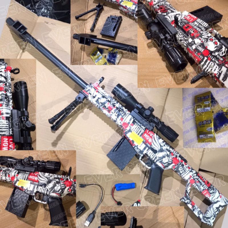 Mainan Sniper Tembak Tembakan Watergel Otomatis/Manual/Auto/Elektrik (New Rambo Z Water Gel  Blaster