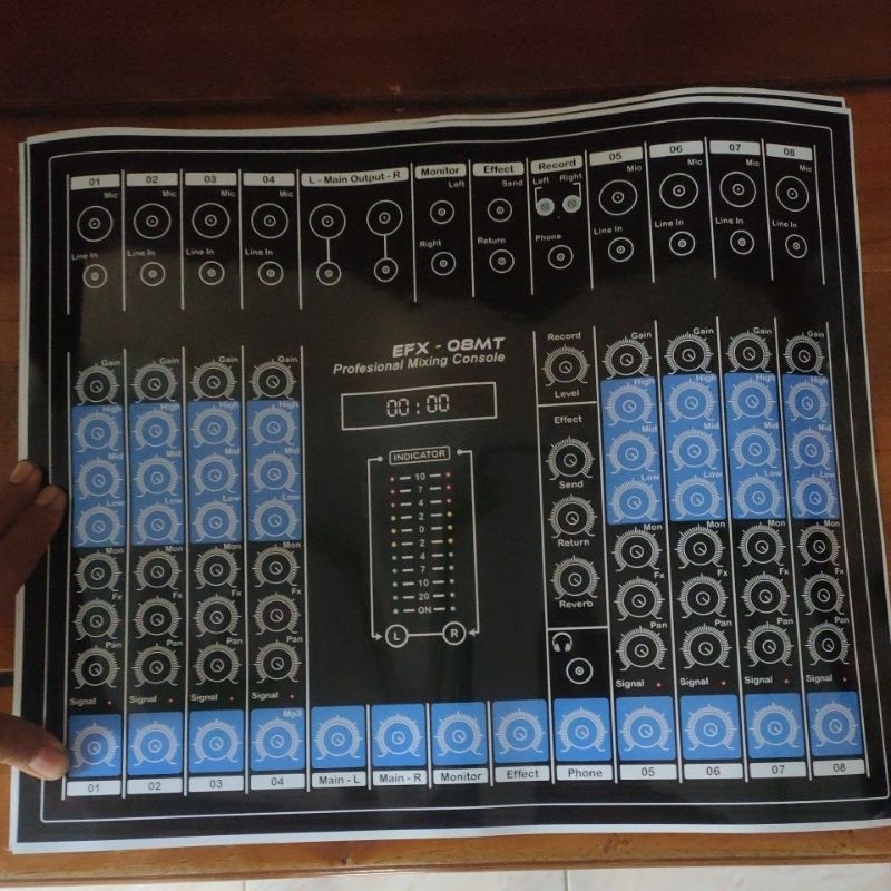Stiker audio mixer 8ch pot biasa