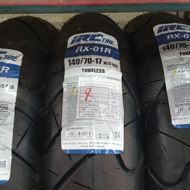 Ban IRC RX-01 140/70-17 Tubeless Motor Sport Universal Ring17 ORI