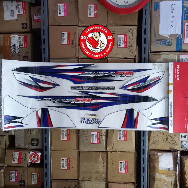 LIS STICKER STRIPING BODY PUTIH BIRU HONDA SUPRA FIT NEW TROMOL 2006 ORIGINAL ORI ASLI AHM 871X0-KTL