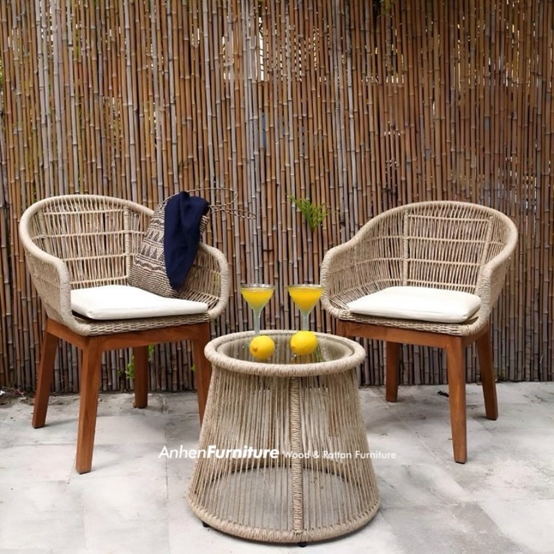 Set Kursi Teras Rotan Sintetis / Set Kursi Outdoor Rotan Sintetis / Kursi Cafe Rotan Sintetis