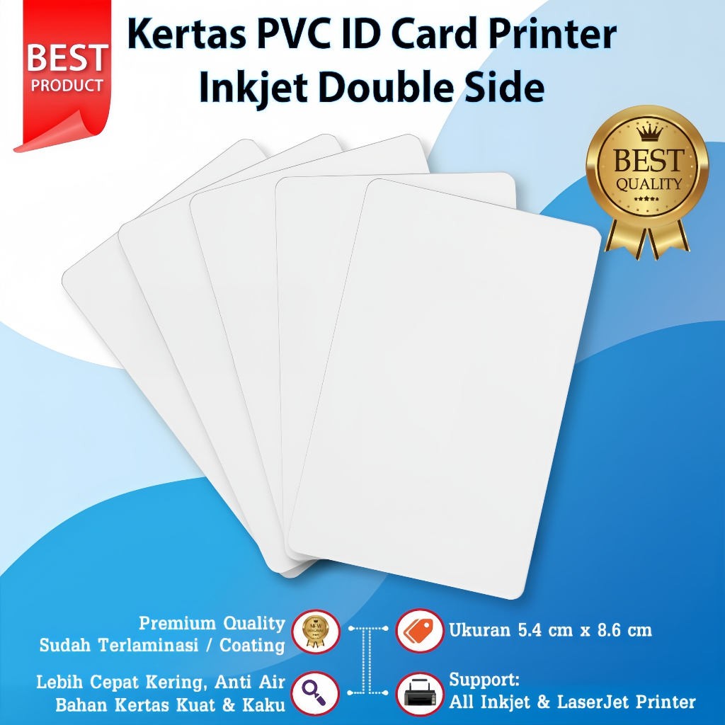

Inkjet PVC ID Card 0,76 White Grade A uk 8.6 x 5.4 cm ( Kertas PVC ID Card Inkjet Printable Tray Id Card L805. T60, L850, R230 ) ( Support epson ori 673 /dye/pigment/art paper ink )