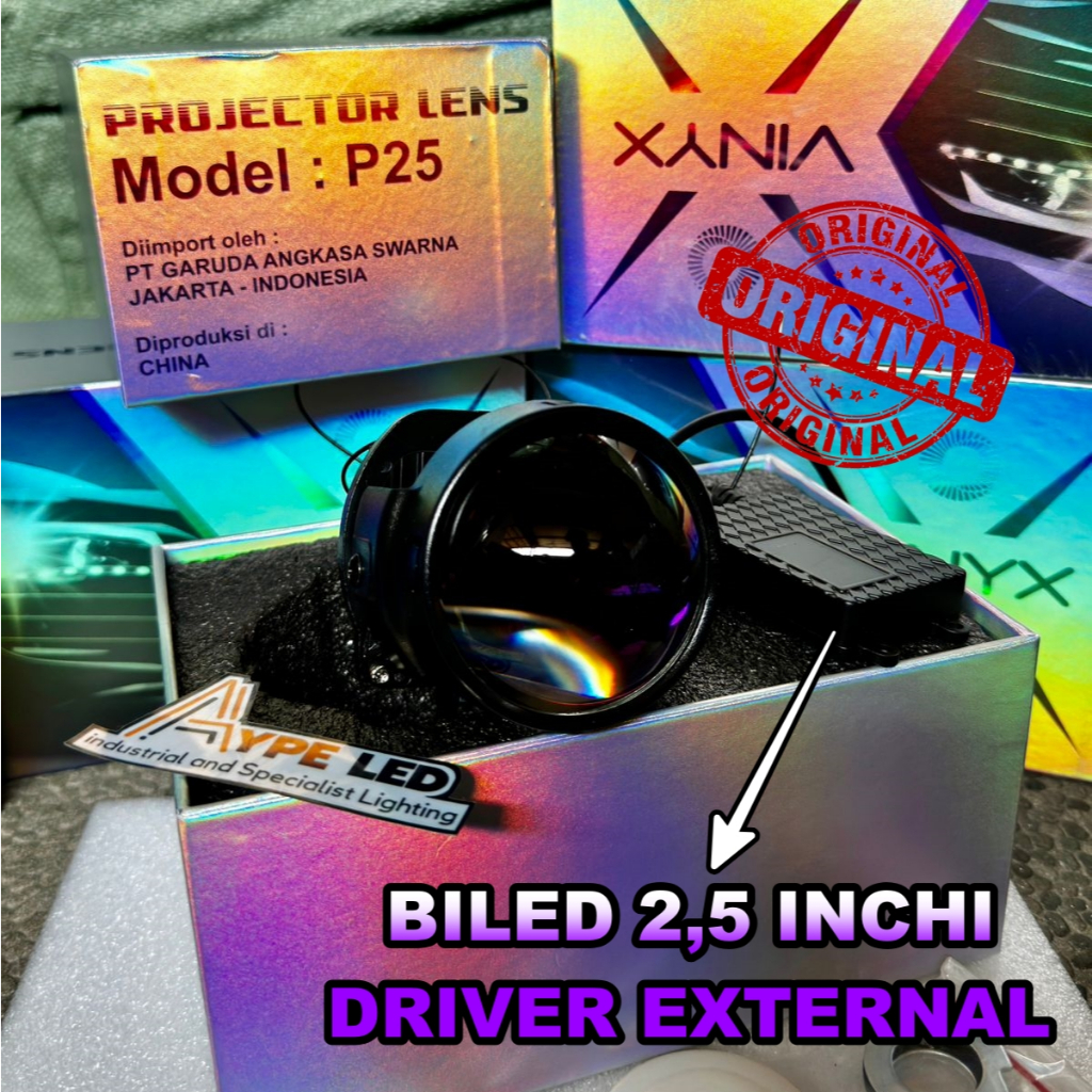 Biled Projector Lens 2,5 inch Vinyx P25 Gen 3 Bluelens Driver External P25 Vinyx 55 Watt