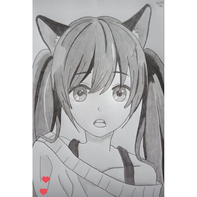 Jasa gambar sketsa anime hitam putih ukuran A4