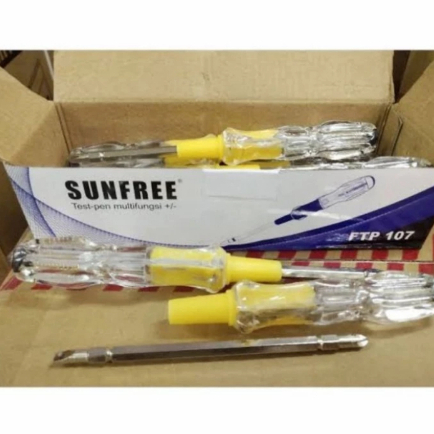 OBENG TESPEN BOLAK-BALIK +/- MULTIFUNGSI SUNFREE TEST PEN FTP 107 SNI