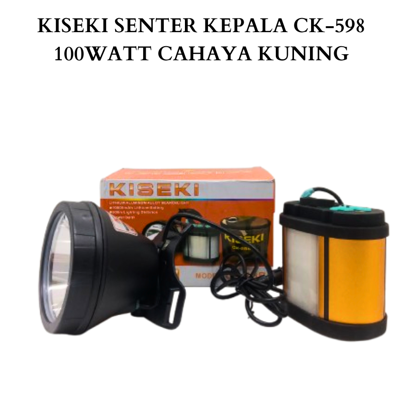 Kiseki Senter Kepala CK-598 100Watt Cahaya Kuning Anti Air Senter Kepala Super Terang Tahan Lama