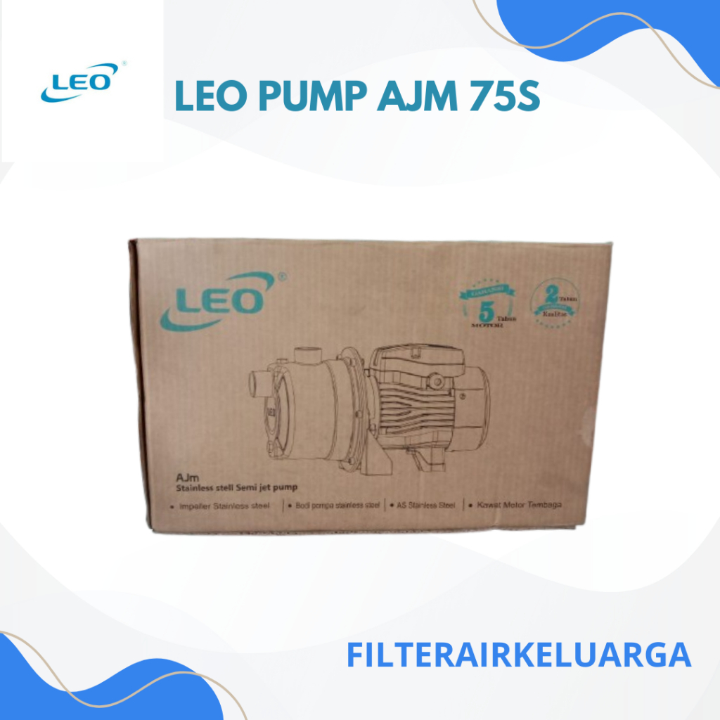 Pompa Air Semi Jet Stainless Steel Leo Pump AJm 75 S