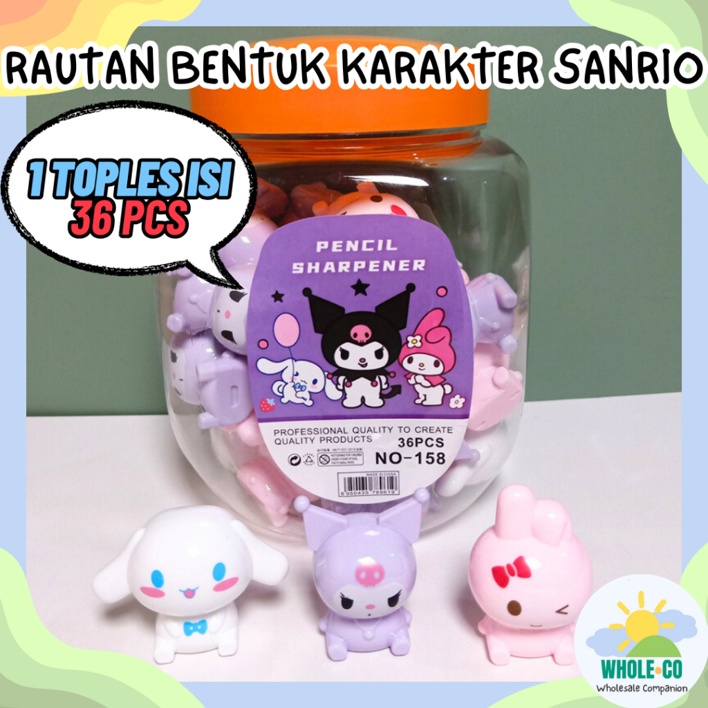 

(1 Toples Isi 36 Pcs) Rautan Bentuk Karakter Sanrio Premium Peruncing Melody Kuromi Cinnamoroll Lucu Unik Imut Termurah Grosir Cod