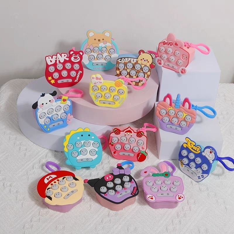 < M.A > MAINAN ANAK POP IT ELEKTRIK MINI GANTUNGAN KUNCI POP IT KARAKTER KARTUN / GAME POP IT ELECTR