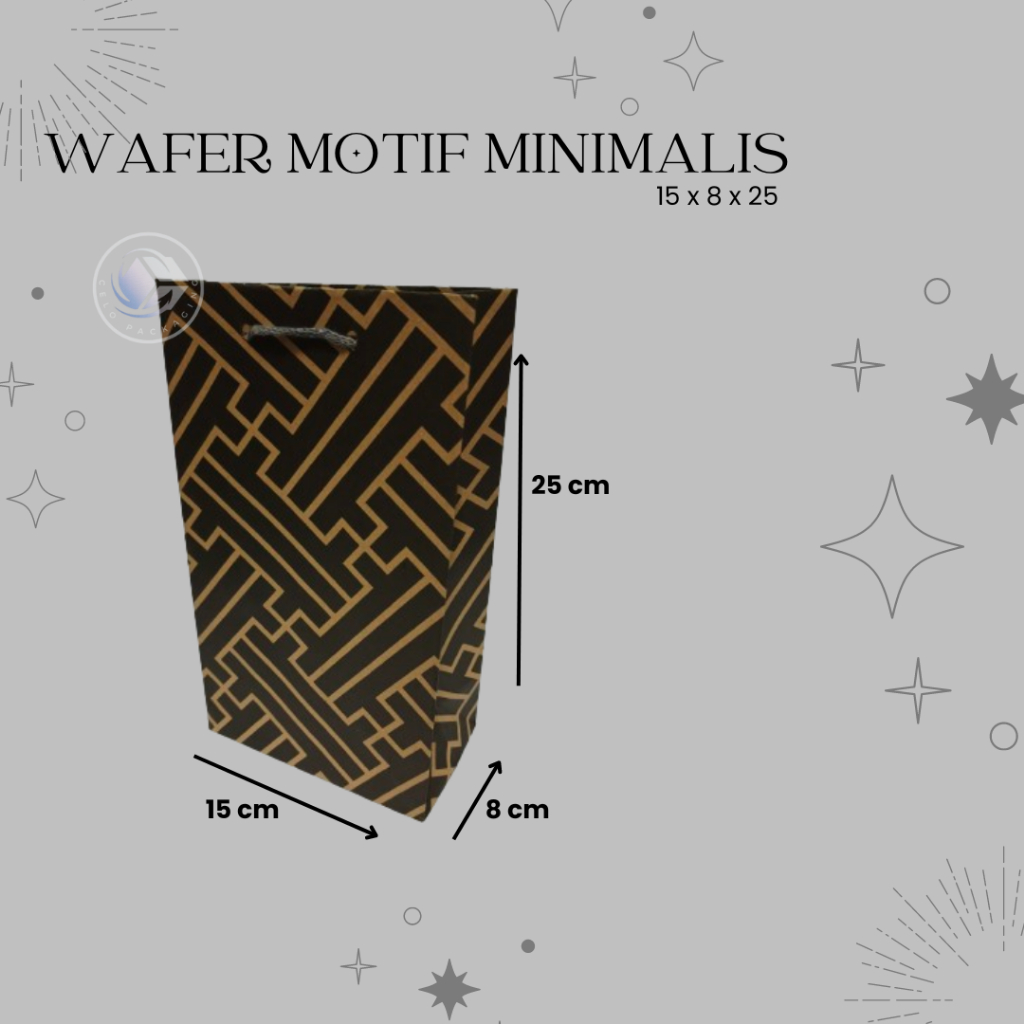 

PAPERBAG WAFER MOTIF MINIMALIS (size 15x8x25) PAPERBAG HAJATAN PAPERBAG SOVENIR