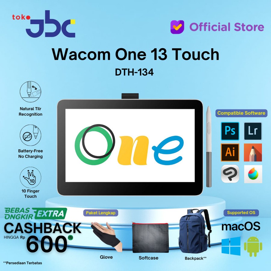 Wacom One 13 Display pen and touch Display tablet DTH134 DTH 134