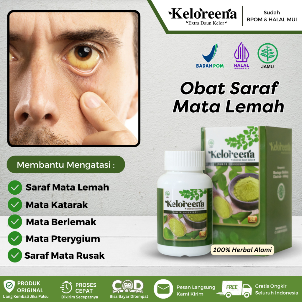 Keloreena Kapsul - Obat Saraf Mata Lemah, Saraf Mata Putus, Saraf Mata Bengkak, Saraf Mata Tegang, A