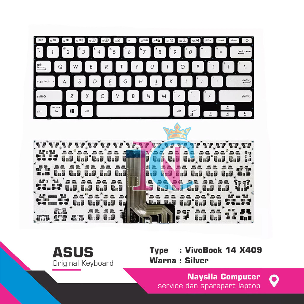 NEW PORODUK KEYBOARD ASUS VIVOBOOK 14 M409 M409D X415 A409 A409FL A409JB A409FA A409UB A409MA SILVER