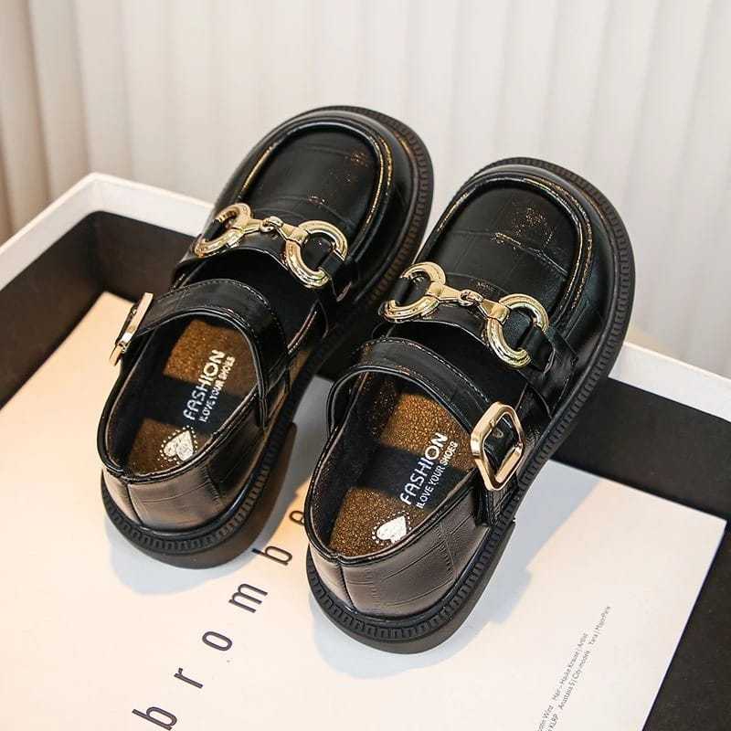 sepatu docmart anak perempuan loafers umur 1-13tahun Sepatu anak cewek bayi sd sekolah hitam lucu