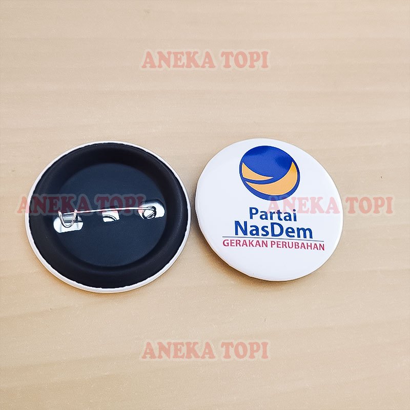Pin Partai Nasdem Pin Bros Logo Partai Nasdem Pin Button Plastik - Aneka Topi